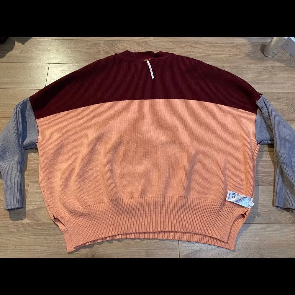 ‎Free People Easy Street Colorblock Sweater XS NWT
